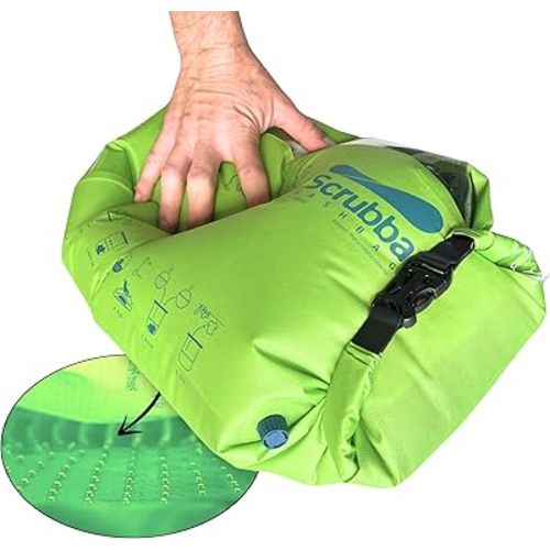 Scrubba Wash Bag - Patented Washboard-in-a-Bag™ Portable Manual Washing Machine for Travel, Camping, Backpacking & Cruise - Pack Light, Wash Clothes Anywhere in Minutes (5.3 oz)