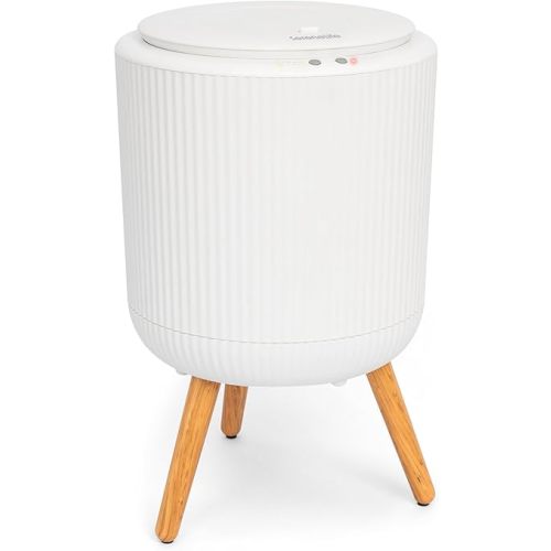 SereneLife Freestanding Towel Warmer Bucket – 18" Hot Towel Warmer with Legs for Bathroom & Spa, 12L Capacity, Built-In Timer, Aroma Discs & LED Indicator, Fits One Towel or Robe, Gray