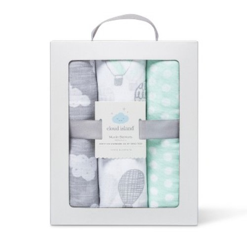 Swaddle Blankets In the Clouds 3pk - Cloud Island™ Joyful Mint