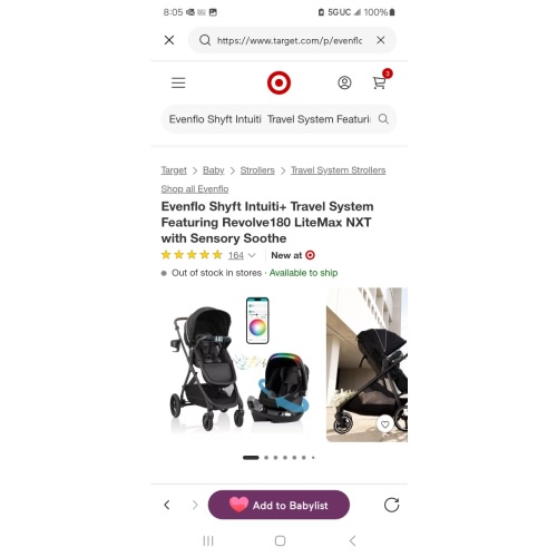 Evenflo Shyft Intuiti Travel System Featuring Revolve180 Litemax Nxt With Sensory Soothe