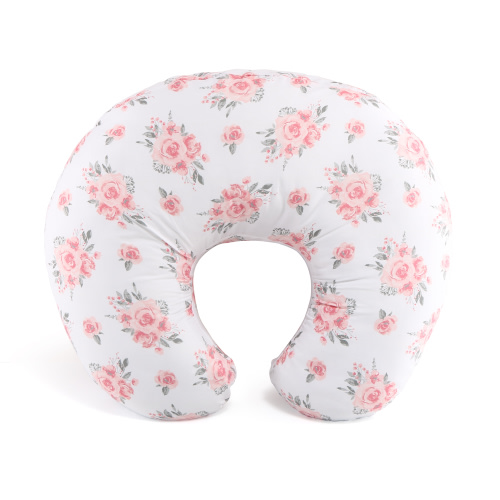 The Peanutshell Pink Floral Microfiber Nursing Pillow for Secure and Cozy Breastfeeding