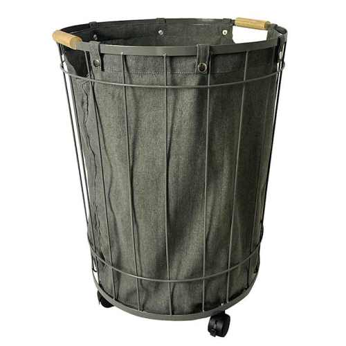 Rolling Wire Hamper, Grey