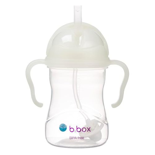 b.box Sippy Cup with Weighted Straw. Drink from any Angle, Leak Proof, Spill Proof, Easy Grip. BPA Free, Dishwasher Safe. For Babies 6m+ to Toddlers (Glow in the Dark, 8oz)