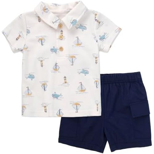Baby Essentials Baby Boy 2 Piece Outfit Set – Polo Shirt and Cargo Shorts – Spring & Summer Baby Clothes Gift Set