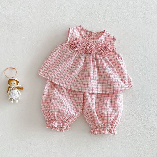 Baby & Kids Girls Flowers Plaid 2-piece Set