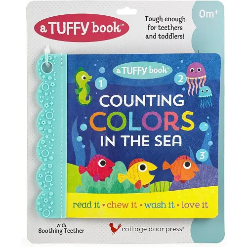 Tuffy 1, 2, 3 Colors in the Sea Book - Washable, Chewable, Unrippable Pages With Hole For Stroller Or Toy Ring, Teether Tough (Tuffy Book)