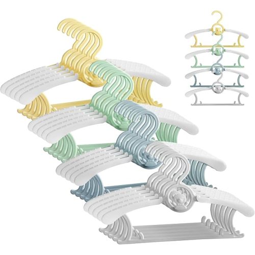 JSF Baby Hangers, Non-Slip Kids Hangers 20Pack Children Hanger | 11"-14" Adjustable Plastic Infant Hangar,Hanger for Toddler Girl and Boy( Colorful）