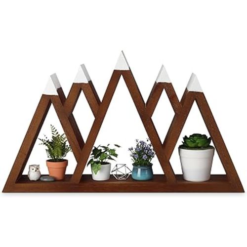 Snow Mountain Floating Shelf Woodland Nursery Wall Shelf Snow Mountain Nursery Wall Decor Wood Display Storage Rustic Woodland Hanging Floating Decorative for Christmas Bedroom Office Decor