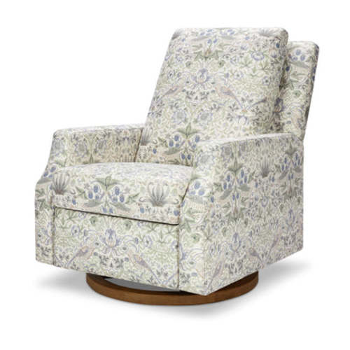 Crewe Recliner & Swivel Glider - Morris & Co. x Namesake Strawberry Thief in Fig & Thyme Performance Eco-Weave with Dark Wood Base