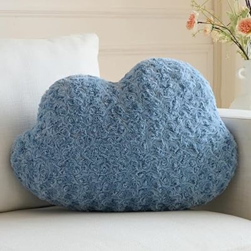 Cloud Pillow, Decorative Cloud Pillows for Couch Bed, Cozy Cloud Shaped Throw Pillow, Home Decor Throw Pillow for Bedroom Living Room (Grey Blue, 14.9 X 11.4 Inches)