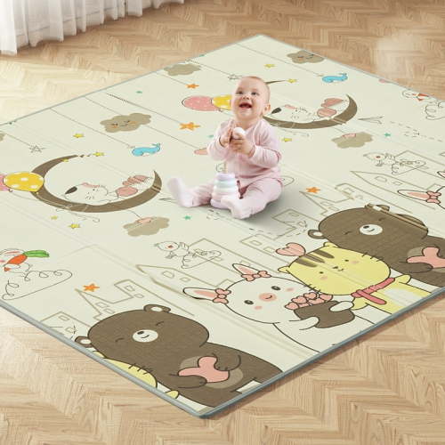 Ainfox 79"X71" Foldable Baby Play Mat, Non-Toxic Reversible Foam Playmat, Portable Waterproof Anti-Slip Activity Pad with Travel Bag for Babies, Toddlers, Infants, 0.4" Thick