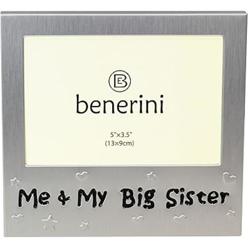 ' Me & My Big Sister ' - Photo Picture Frame Gift - 5X 3.5 - Aluminium Silver Colour Gift for Her