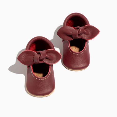 Winterberry Knotted Bow Baby Shoe