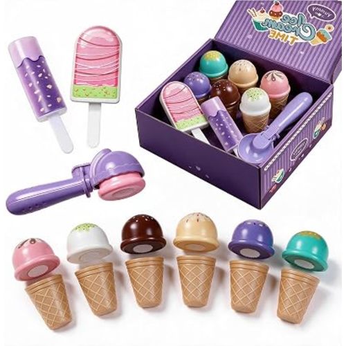 FENYAN Ice Cream Toys for Toddlers, Scoop and Stack Pretend Play Toy Set