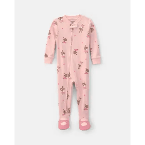 Baby Girl Ballerina Bunny Cotton Snug Fit 1-Piece Pajama - Pink | Carter's