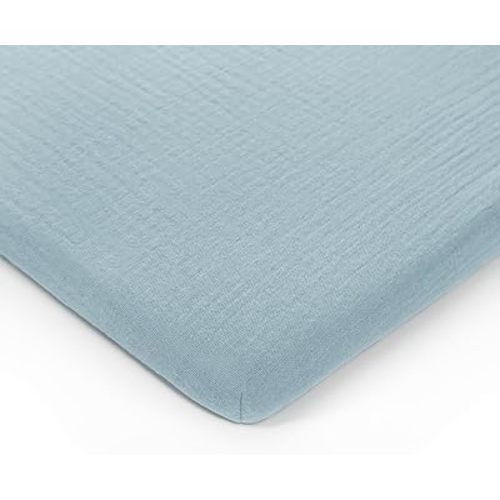 Comfy Cubs Muslin Bassinet Sheet - 100% Soft Cotton Fabric, Breathable & Gentle for Baby’s Sensitive Skin - Universal Fit with Secure Elastic Edging, Gift-Ready Packaging - Sky Blue