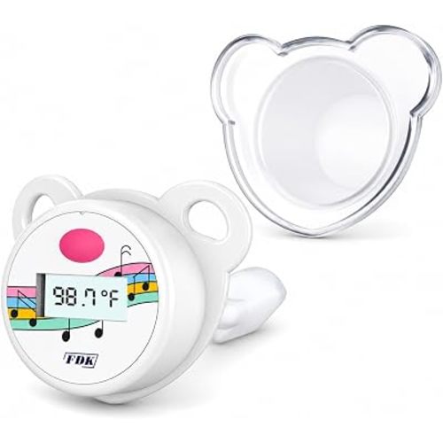 FDK Baby Pacifier Oral Thermometer, High Accuracy Digital Newborn Thermometer with LCD Display, Sick Toddler Essentials Waterproof Mouth Temperature Reader for Easy Fever Monitoring