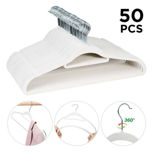 Ollieroo Premium Velvet Hangers,50 Pack Beige Clothing Hangers,Non-Slip and Durable Coat Hangers,Heavy Duty Hangers with 360 Degree Rotatable Hook
