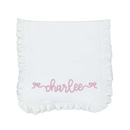 Embroidered Bows with Name Burp Cloth