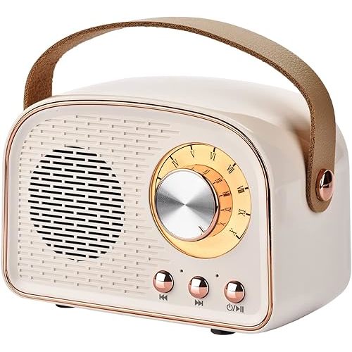 Retro Bluetooth Speaker,Wireless Vintage Speaker,Outdoors Wireless Portable Bluetooth Speaker Supports TWS Pairing/U-Disk/TF Card/AUX for Home,Travel,Outdoor (White)