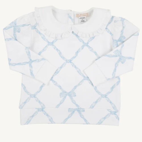 Maude's Ruffle Cassidy Comfy Crewneck - Buckhead Blue Belle Meade Bow