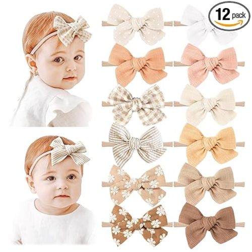 Niceye Baby Girl Bows and Headbands, Stretchy Nylon Hairbands Hair Bows