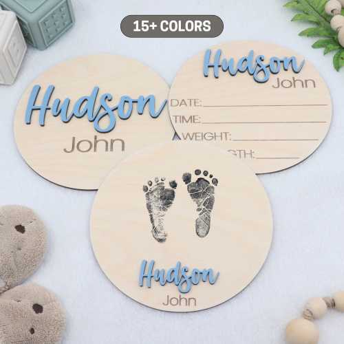Personalized Baby Name Announcement Sign | Birth Stat Sign | Newborn Footprint Sign | Name Reveal