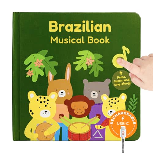 Cali's Books Brazilian Nursery Rhymes Book - Portuguese Sound Book for Toddlers 1-3 Years Old, Educational Music Toys for Bilingual Kids with Lyrics & Translations, Musical Baby Books for Children