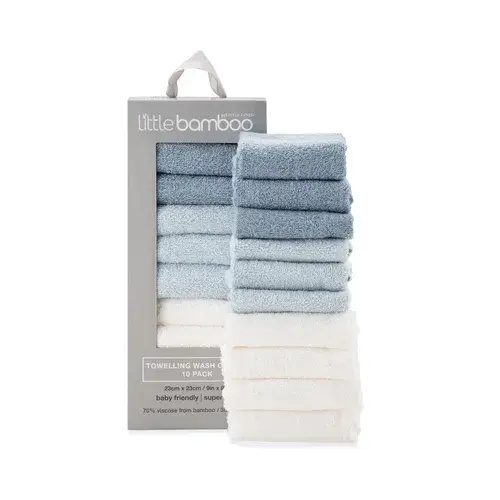 Little Bamboo 10 Pack Towelling Washer Retro Blue | Baby Bunting AU