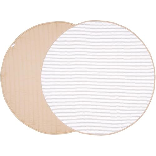 Toddlekind Organic Cotton Reversible Play Mat – 48" Handmade Blanket for Floor Activities, Tummy Time, Nursery Decor, and Family Comfort 0m+ Sandstone (Beige)