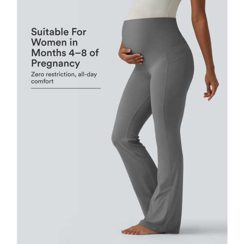 Women’s SoftlyZero™ Super High Waisted Flare Yoga Maternity Leggings with Pockets - Halara