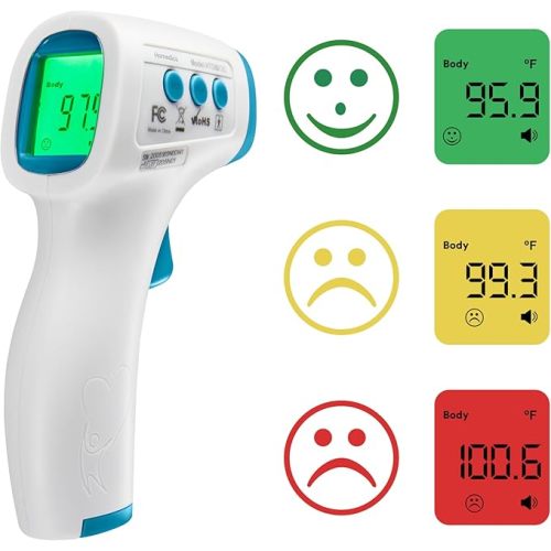 HoMedics Non-Contact Infrared Forehead Thermometer, Clinically Proven Fast Accurate Results, High-Fever Alert with 4-in-1 Readings