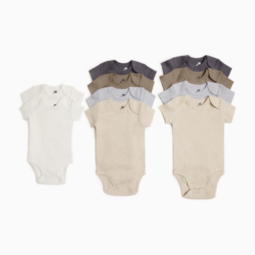 Organic Cotton Grow With Me Short Sleeve Bodysuits (10 Pack) - Core Neutrals