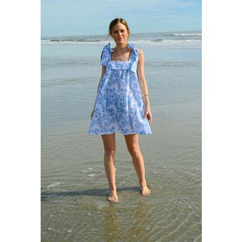 Tie Sleep Dress - Blue Whispering Vine