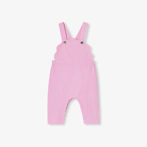 Baby girl overalls in striped twill