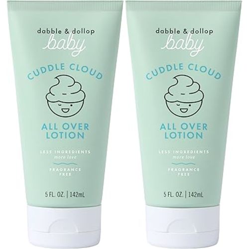 Dabble & Dollop Baby All Over Lotion - Fragrance-Free Baby Moisturizer for Sensitive Skin, Lightweight Hydrating Baby Cream for Newborns & Eczema-Prone Skin (5 fl oz, Pack of 2)
