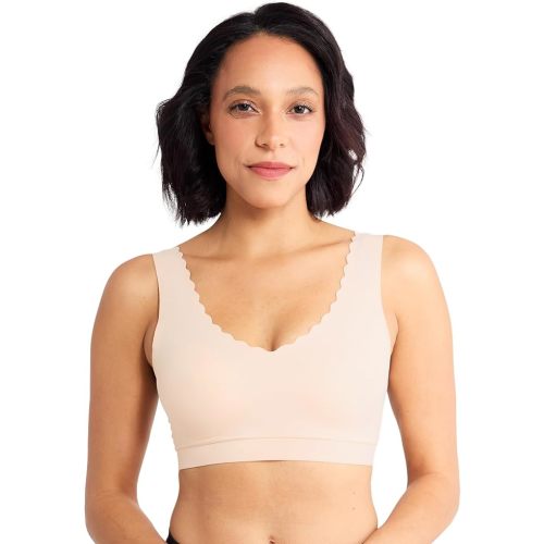Floatley Cozy Scalloped Bra Comfort Wirefree Full Coverage Seamless Bra with Embedded Pad for Women