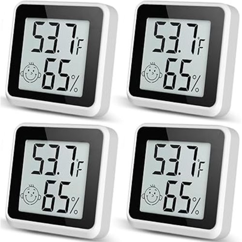 Indoor Humidity Meter Hygrometer 4Pack, Room Thermometer for Accurate Room Temperature Monitor, Digital Hygrometer with Indoor Thermometer for Home, Baby Nursery, and Humidity Sensor Enhanced Comfort
