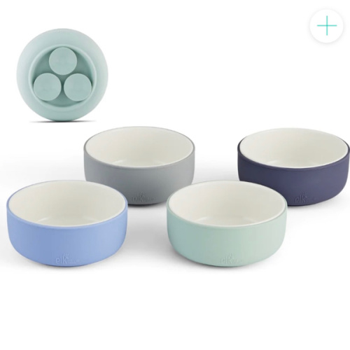 Porcelain Bowl with Silicone Suction Sleeves