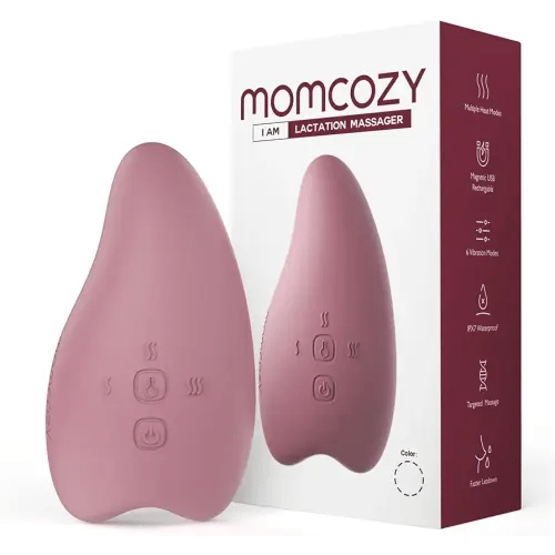 Momcozy Warming Lactation Massager 2-in-1, Soft Breast Massager for Breastfeeding, Heat + Vibration Adjustable for Clogged Ducts, Improve Milk Flow, Engorgement