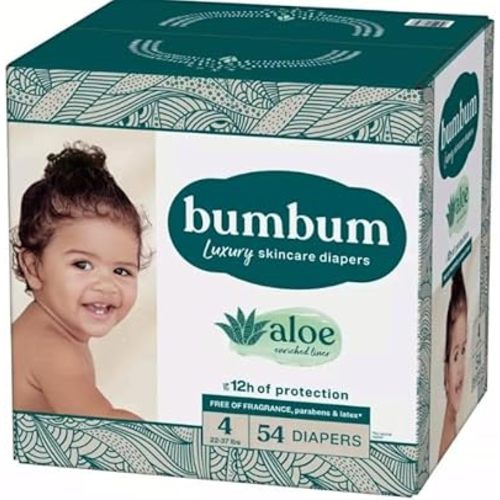 Bum-Bum Luxury Fragrance-Free Disposable Diapers Count-54 (Size-4)