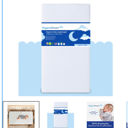Organic Dream Organic Cotton 2-Stage Lightweight Ultra Crib Mattress Mini