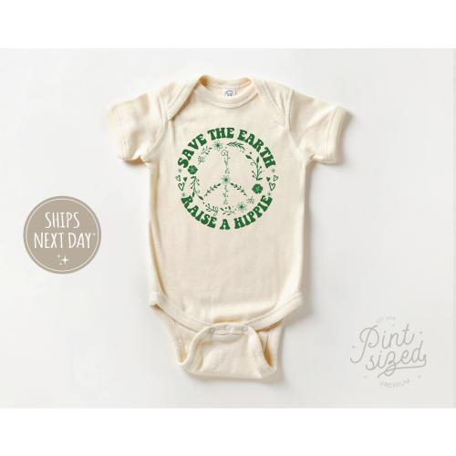 Save The Earth Raise a Hippie Onesie® - Retro Mother Earth Bodysuit - Summer Natural Baby Onesie®