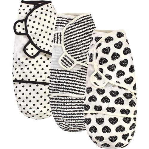 Touched by Nature Unisex Baby Organic Cotton Swaddle Wraps, Heart 3-Pack, 0-3 Months