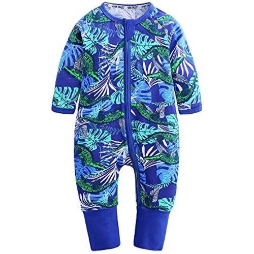 Kids Tales 2 Pcak Baby Footies Double Zipper Romper Pajama Toddler Cotton Playsuit Infant Boy Girl Cartoon Graphic Jumpsuit