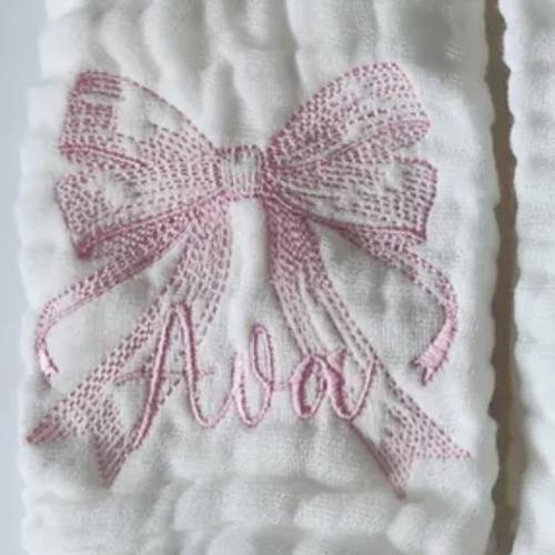 Andie Large Pink Bow Burp Cloth
