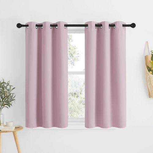 NICETOWN Room Darkening Short Curtains (Baby Pink, 1 Pair, 34 x 50 Inch)