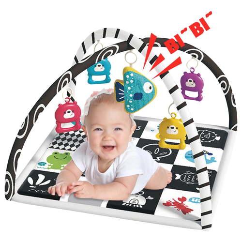 Baby Activity Gym & Tummy Time Mat with Crinkle and Rattles for Newborn Infants Toys 3-6-12 Month, Early Development Baby Toys 0-3-6-9-12 Months, Baby Girls Boys Gifts for 0+ Months