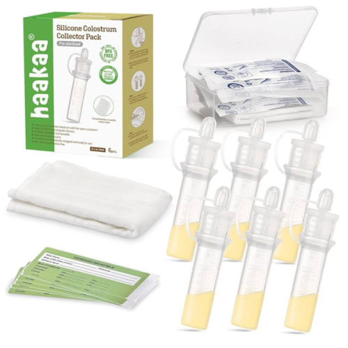 Haakaa Silicone Colostrum Collectors Set with Clear PP Storage Case 4 ml, 6 PK