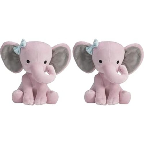 Bedtime Originals Twinkle Toes Pink Elephant Plush, Hazel, 1 Count (Pack of 1)